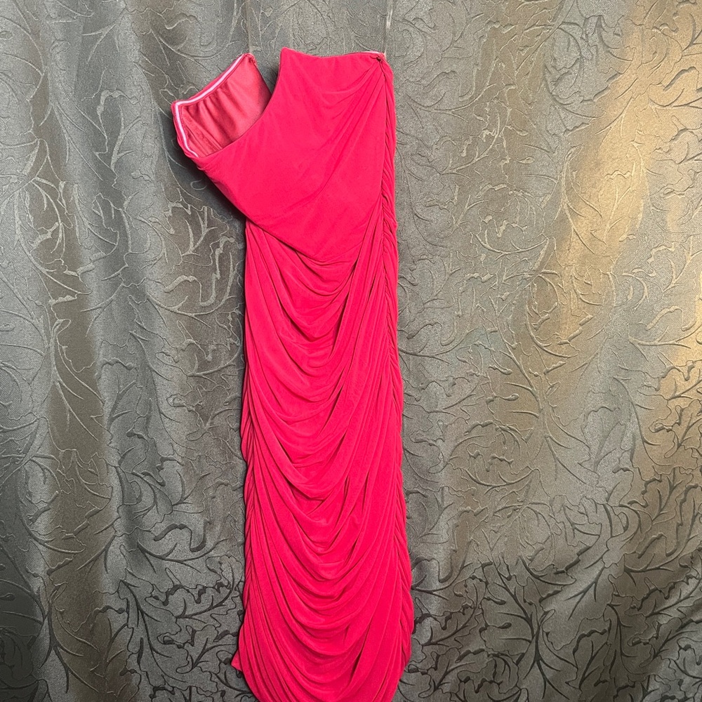 Elegant Red Draped Women's Dress
